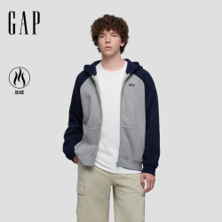Gap 男女装2026秋新品logo刺绣连帽开衫加绒宽松卫衣1SS623706 海军蓝