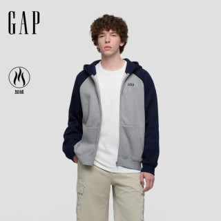 Gap 男女装2026秋新品logo刺绣连帽开衫加绒宽松卫衣1SS623706 海军蓝