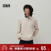 森马 卫衣男秋季仿麂皮绒印花上衣小宽松圆领针织衫百搭101525116111