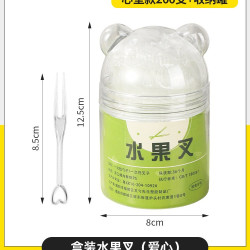 塔夫曼 一次性水果叉食品级家用儿童安全不伤嘴塑料水果签透明无异味瓶装