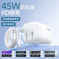 千飒 直插充电器 氮化镓快充3C认证45W充电头数据线套装 白色充电头+快充线套装
