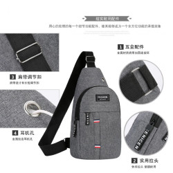 Chest bag男士时尚休闲胸包简约单肩包便捷轻便胸前包潮流斜挎包 蓝 色单层