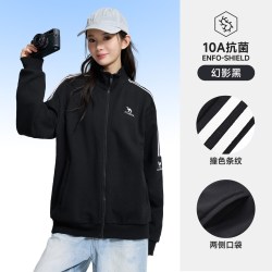 骆驼 运动男女同款针织长袖外套新款抗菌日常通勤休闲简约立领上衣
