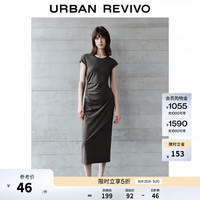 UR UR2026夏季新款女装气质休闲褶皱后开衩连衣裙UWM760036
