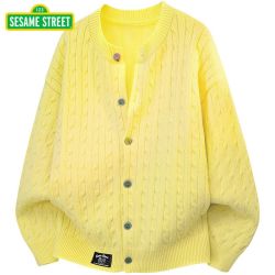 SESAME STREET 芝麻街简约慵懒风百搭开衫卫衣春秋男外穿休闲外套