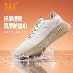 361° 运动鞋休闲女鞋风厚底皮面新款系带轻便透气跑步减震女跑步鞋