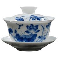瓷牌茗茶具 CPM-207DP 青花白瓷盖碗 210ml
