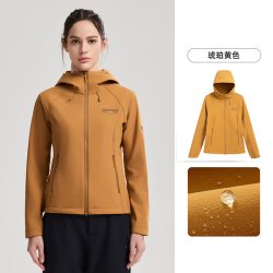 诺诗兰 软壳衣女户外防风登山徒步连帽拉链外套