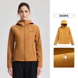 诺诗兰 软壳衣女户外防风登山徒步连帽拉链外套
