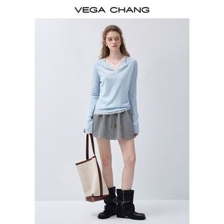 VEGA CHANG 黑白格纹 A字半身裙 S