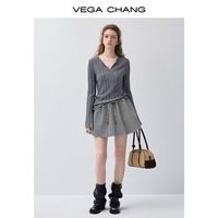 VEGA CHANG 黑白格纹 A字半身裙