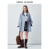 VEGA CHANG 擦色皮质 A字半身裙 黑色 S