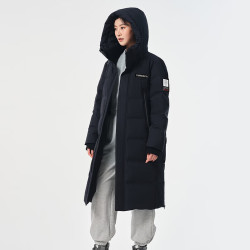 坦博尔 极寒白鹅绒长款连帽高充绒羽绒服