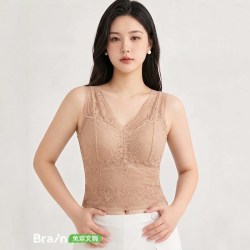 喜舒莱 蕾丝v领吊带背心女夏外穿2026新款无袖短款带胸垫内搭上衣