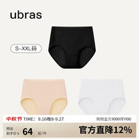Ubras 5折！5折！5折！纯棉7A抗菌裆黑+瓷肌色+白 M 3条装