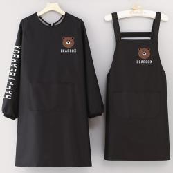 凯惠德 时尚卡通厨房做饭围裙女防水防油日系简约男士餐饮专用上班工作服