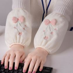 冬季保暖袖套女白色套袖耐脏洋气成人工作套袖上班护袖手袖头新款