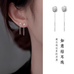 铁合金耳饰  如意结流苏耳线轻奢气质高级感长款耳环免摘耳饰