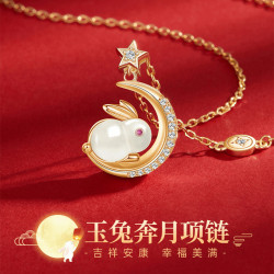 钛钢项链  新中式玉兔项链女时尚百搭精致坠链小众轻奢送礼锁骨链
