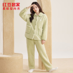 红豆居家 睡衣 男女款云朵绒保暖居家服 加厚暖绒不臃肿可外穿居家服