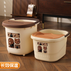 数家珍 泡脚桶冬季家用宿舍按摩洗脚盆加厚秋冬洗脚桶过小腿中古风足浴桶