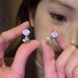 铜合金莫桑石耳饰 小灯泡闪锆耳骨夹无耳洞耳夹绝美耳饰女耳环