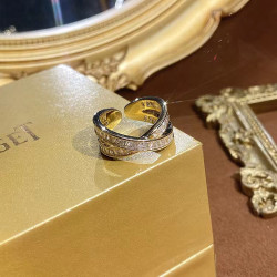 铜合金戒指 微镶精致交叉开口戒指高级轻奢个性气质戒子中古指环