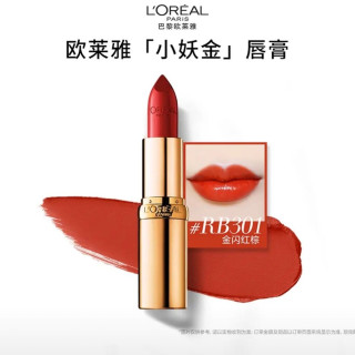 巴黎欧莱雅 欧莱雅 小妖金口红唇膏 RB301 金闪红棕缎光滋润显白中秋节礼物