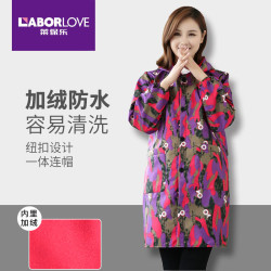 加绒罩衣女家用厨房时尚防水防油工作服2021新款冬季长袖大人围裙