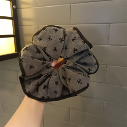 韩式复古布艺大肠发圈女简约百搭印花蝴蝶结皮套扎头发高弹力皮筋