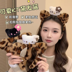 可爱猫咪毛绒发箍洗脸专用头箍女2024新款秋冬卡通压发发捆发卡子