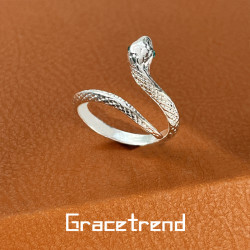 Grace trend 铜合金戒指 时尚素款生肖蛇开口戒指简约个性 D-446