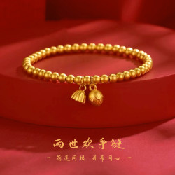 铜合金手链 国风传承两世欢时尚气质轻奢百搭女士莲蓬弹力绳手串