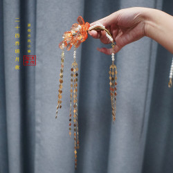二十四乔娇云发夹古风汉服边夹侧边田园风发饰长流苏仙气高档简约