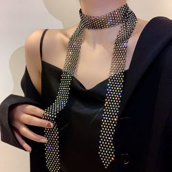 非金属仿水晶项链  七彩水钻项链女时尚腰链水兵舞领带长款毛衣链