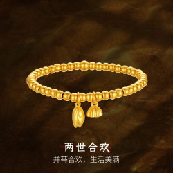 铜合金手链 古法两世欢莲蓬手链轻奢时尚气质复古经典手串十八籽