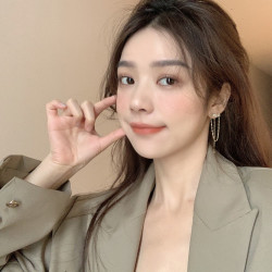 铜合金耳饰 轻奢长款AL149超仙字母链条流苏耳环女韩国复古耳饰