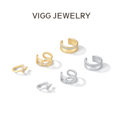 VIGG JEWELRY VIGG 铜合金合成锆石耳饰 C调协奏曲耳夹 时尚简约百搭饰品