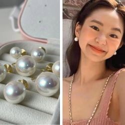 合金耳饰 fever同款耳钉女正圆大珠珠气质高级感ins耳环耳夹
