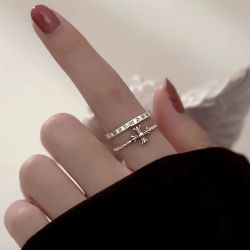 铜合金戒指 时尚潮人食指韩版百搭ins气质个性潮流十字架开口戒指