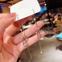 铜合金合成锆石耳饰 A27情人眼泪气质百搭素款耳饰长款水滴轻奢