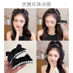赫本风小香风珠珠蝴蝶结发夹女可爱公主头小抓夹侧边刘海碎发夹