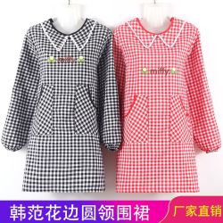 纯棉长袖罩衣家用厨房围裙耐脏透气时尚韩版工作服女外穿上班围腰