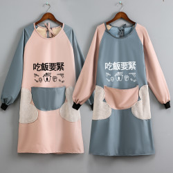 围裙女可爱厨房家用长袖罩衣做饭防水防油上班工作服洋气定制印字