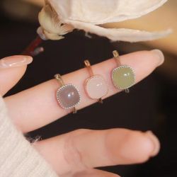 2024款小方糖戒指女ins不掉色小众设计胖手食指戒可调节高级感气