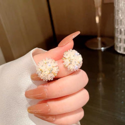 铜合金耳饰 气质女神范花瓣耳环女时尚感轻奢秋冬季款耳饰清新A14