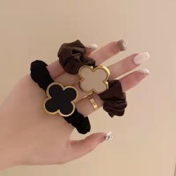 2个装 高级感花朵大肠发圈女扎头发马尾皮筋法式复古高弹力头绳