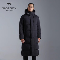 WOLSEY 长款PolarX鸭绒服男户外拒水防风寒保暖连帽面包服加厚外套 海军蓝色 XL 180