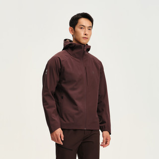 比音勒芬 三防面料 绒感针织连帽夹克 30红咖色 4XL