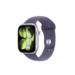Apple Watch Series 11 智能手表 GPS版 46mm 银色铝金属表壳 雾紫色运动型表带 S/M